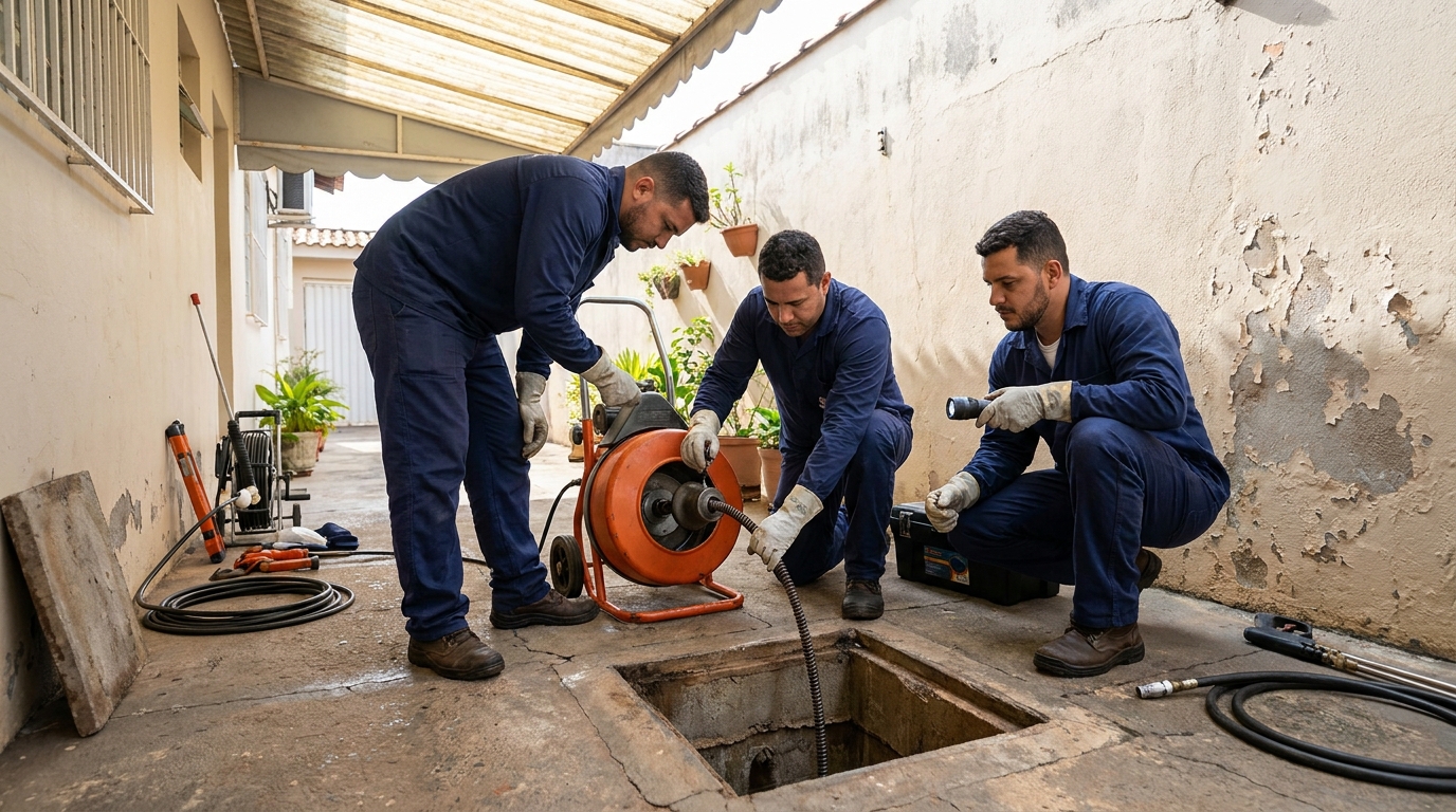 Desentupimento de esgoto com hidrojateamento em Caxias do Sul‑RS