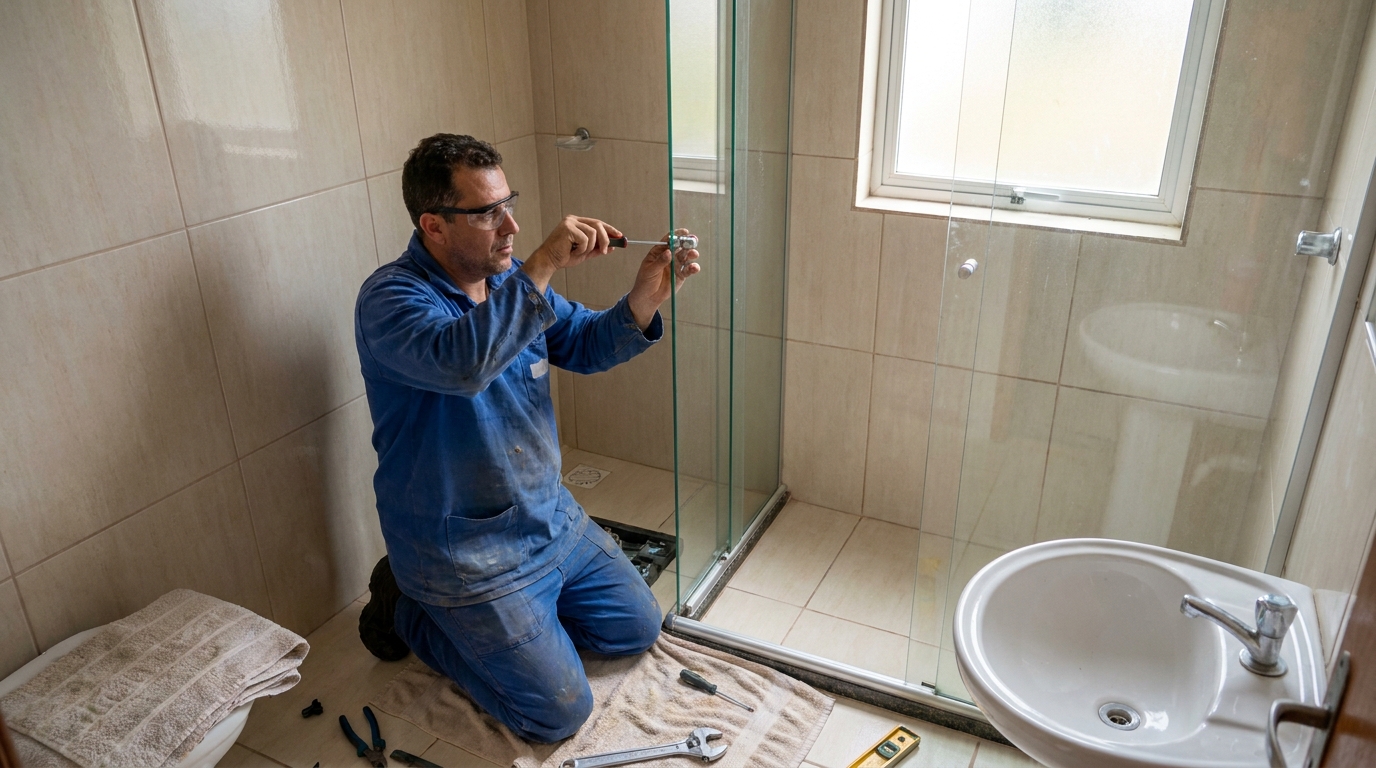Técnico realizando manutenção de box em Caxias do Sul‑RS